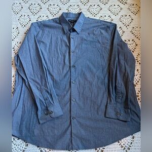 Shaquille O’Neal 2XLG Button Up Long Sleeve Blue Men’s Shirt NWOT